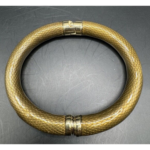 Erwin Pearl Snakeskin Bangle Bracelet Gold Signed 22kt Yellow Gold Plated - Picture 1 of 7